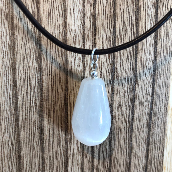 Selenite Teardrop Necklace